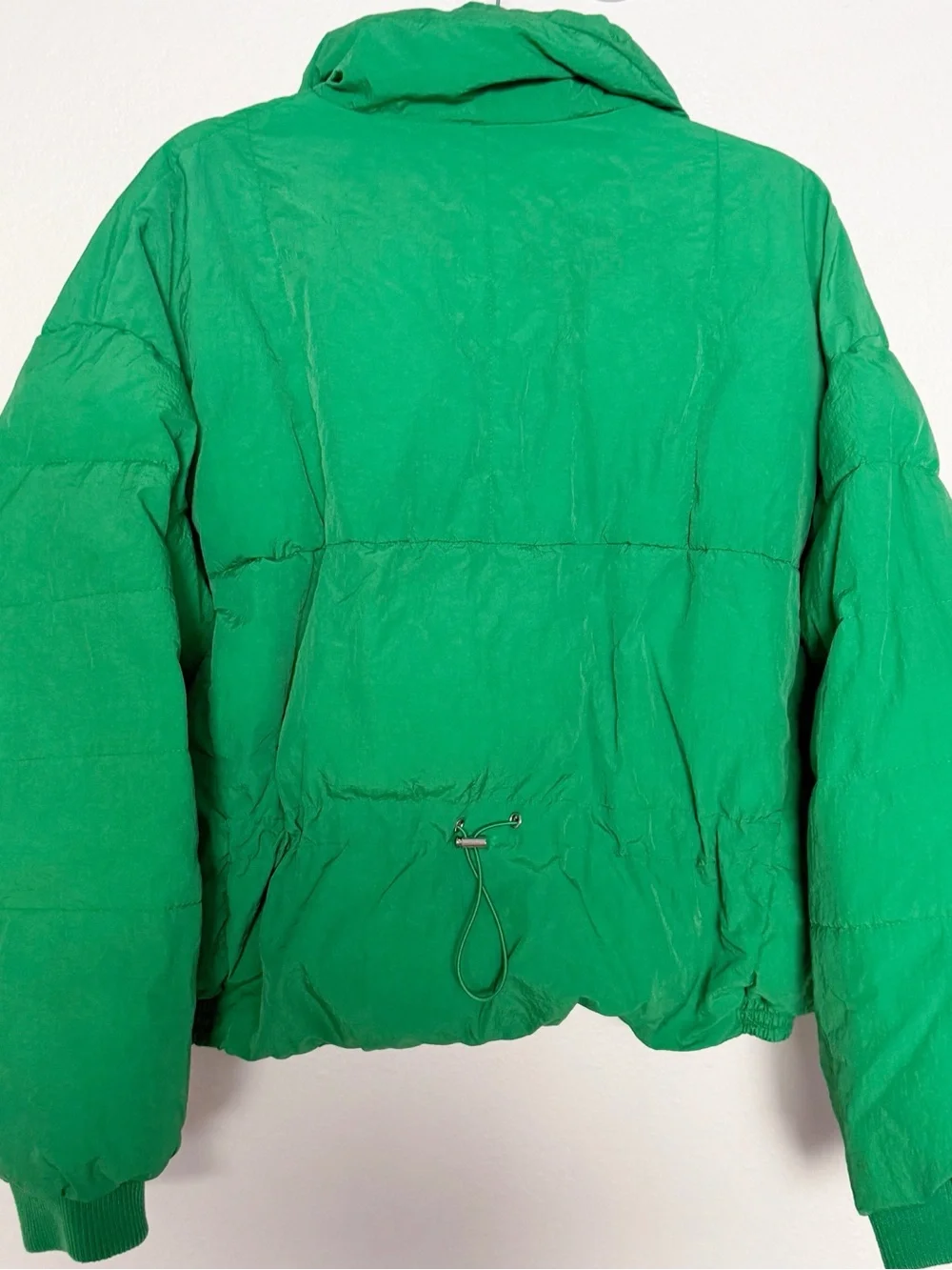 Free People Cold Rush Slouchy Cropped Puffer Coat Green Drawstring Jacket S